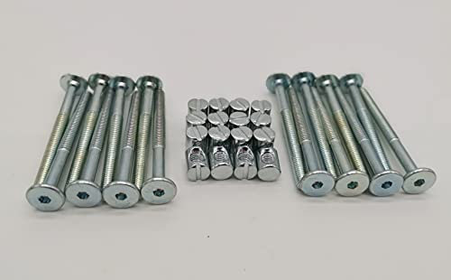 HMH-Shop Bettschraube sechskant M6x50mm / M6x60mm / M6x70mm / M6x100mm Möbelschraube Quermutter M6 (16, Bettschraube M6x70mm + Quermutter)
