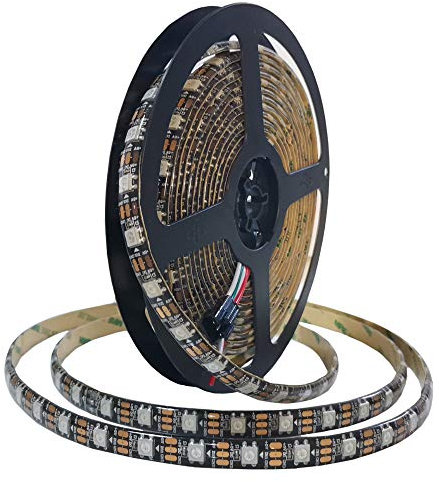 RGB LED-Streifen WS2812B Individuell adressierbarer Flexibler schwarzer PCB Dream Color Strip IP65 Wasserdichtes DIY-Projekt mit Steuerung (DC 5V) , für TV, Party, Weihnachten usw. (5m, 60 LED/m)