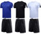 BUYJYA Herren-Trainingskleidung, athletische Shorts und Shirt-Set, 3er-Pack, für Basketball, Fußball, Training, Laufen, Fitnessstudio, Schwarz-Weiß-Blau, X-Large