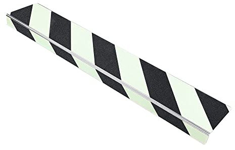 AnTina TAPES® Treppen-Kanten-Profil Thin Line 100 mm, Kanten-Schutz-Profil mit Antirutsch-Beschichtung R13 für Treppen & Stufen (10x80cm, nachleuchtend/schwarz)