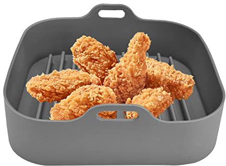 Olla de Silicona para Freidora de Aire, 10.0in, Cuadrada, Reutilizable, Resistente Al Calor, Apta para Alimentos, Cesta ce Silicona para Freidora de 10.0in, Horno Microondas, Vaporizador(#2)