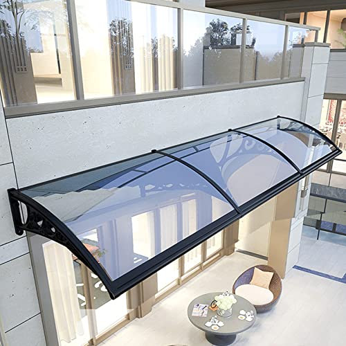 Zlovne Auvent de Porte et Fenêtres en Contre la Pluie UV Protection,Qualité 100% Marquise de Porte d'Entrée en Polycarbonate Transparent Clear,Marquise d'Entrée Extérieur Balcon (60x240cm)
