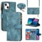Cavor Crossbody iPhone 13 Case With Card Holder With Strap,Flip Leather Wallet Case,[9 Card Holder] Zipper Detachable Lanyard Phone Case Cover for Women for iPhone 13 - Light Blue