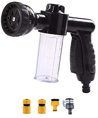YANYUESHOP Tragbare Schaumlanzen-Wasserpistole für Auto, Motorrad, Küche, Balkon mit 8 verschiedenen Wassersprays, Hochdruck-Reinigungswerkzeuge, Hochdruck-Wasserpistole (Color : Blue)