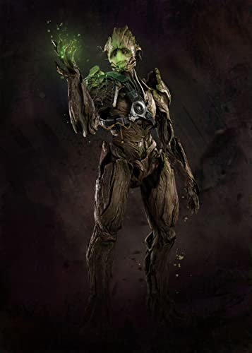 Displate – Metallposter - Magnet-Montage - Marvel - The Guardians Of The Galaxy Game - Groot Pose - Größe M - 32x45cm