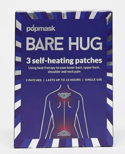 Popmask Bare Hug Self Heating Patches for Muscle Pain Relief Heat Therapy | For Neck, Shoulder, Upper and Lower Back Pain. Up to 12 Hours Warming Relief. Discreet Disposable Pads.
