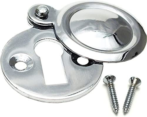 Chrome Covered Key Escutcheon - Round Front Main Door Keyhole - Plate Lock Cover
