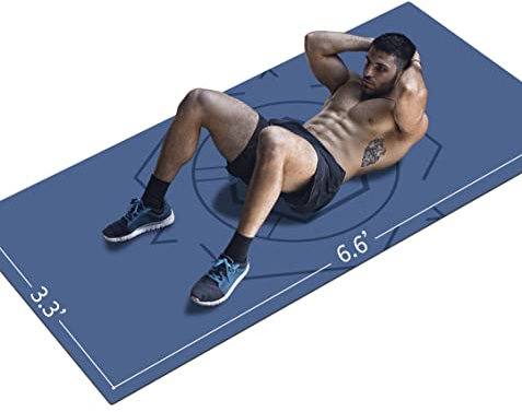 LaiEr Yoga Matte Extra Größe TPE Übungsmatte für Männer rutschfeste Matte für Training, Fitness, Gym, Pilates, Sit-Ups, Dehnen mit Tragetasche für Gurt (200cmX100cmX6mm Blue)