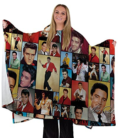Elvis Montage Design - Wearable Blanket Hoodie Fleece Poncho SNUGAROO
