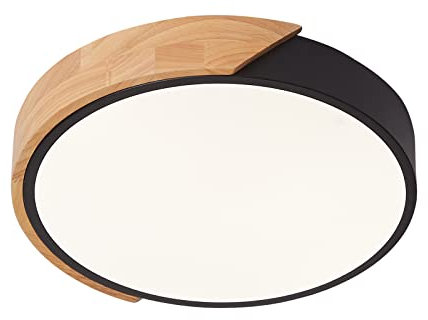 Schindora LED-Deckenleuchte 24W Neutralweiß 4500K 1600LM, Innen Holz Runde Moderne LED-Deckenleuchte Ø30cm für Lounge Flur Home Office Veranda
