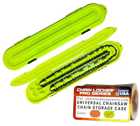 Chain Locker Pro Series High Vis Yellow Chainsaw Chain Storage Case | Saw Chain Storage Case, Double Row Pro Design Fits Long and Standard Sized Chains, Prevent Tangling, Protect Blades, USA-Made