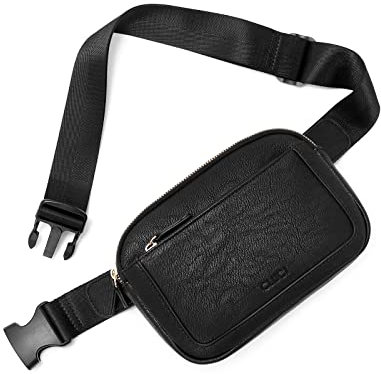 CLUCI Gürteltasche für Damen, Mini-Umhängetasche, Verstellbarer Riemen, veganes Leder, Gürteltasche für Damen, Schwarz, Einheitsgröße