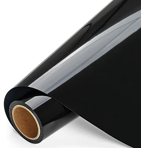 IModeur 8 Ft vinilo textil Negro - 30,5 x 244 cm vinilo Negro para Cricut Maker, Silhouette Cameo, vinilo textil termoadhesivo para ropa, gorras, pantalones, otros tejidos