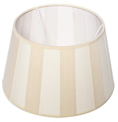 B-Ware Lampenschirm gestreift Tischlampenschirm E27 Lampenschirm oval mit Streifen gestreifter Schirm rund (rund ø 20 cm, beige-creme)
