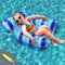 Pool Sitz Schwimmende Hängematte, WasserhängematteSpielzeuge Luftmatratze Pool Sessel Wassersitz Poolhängematten Liegematte für Kinder(Dunkelblau + Hellblau)