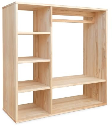 Ehrenkind® Montessori Kleiderschrank | Kinderregal Kiefer Natur | Kinderschrank FSC Zertifiziert | Garderobe für das Kinderzimmer in 100x100x40 | Kleiderschrank Kinderzimmer | Kinderzimmer Möbel