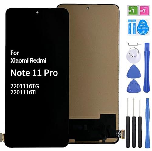 iYAiYO Pantalla Display Tactil para Redmi Note 11 Pro 4G/5G 2201116TG, 2201116TI Pantalla Táctil Reemplazo Pantalla Completa Incell con Herramientas - Negro