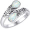 Opal Ring Sterling Silber Regenbogen Einstellbar Bandringe Viktorianisch Schmuck Geschenke für Damen Mädchen