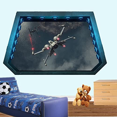 Wandtattoo Rissig DIY Fototapete Galaxy Wars Space Battlefield Wandaufkleber Kunst 3D Poster Aufkleber Wandbild 70x100CM