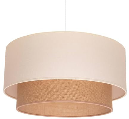 Euluna Esstisch Pendelleuchte Jute Textil Ø 45 cm, Hängelampe Natur Wohnzimmerlampe 1x E27 ohne Leuchtmittel Hängeleuchte Esszimmerlampe