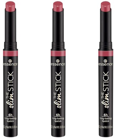 essence THE slim STICK, Lippenstift, Nr. 106, Pink, langanhaltend, pflegend, Expressergebnis, farbintensiv, matt, vegan, ohne Parfüm, ohne Alkohol, ohne Parabene, 3er Pack (3x1.7g)