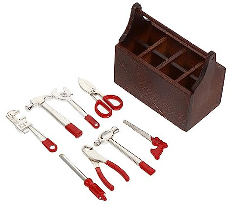 TOYANDONA 2 Sätze Spielhaus Spielzeug Mini Reparierte Werkzeuge Modell Einer Werkzeugkiste Aus Holz Miniatur Reparierter Bausatz Holzmöbel Miniaturmöbel Reparatur Legierung Kind Schmücken