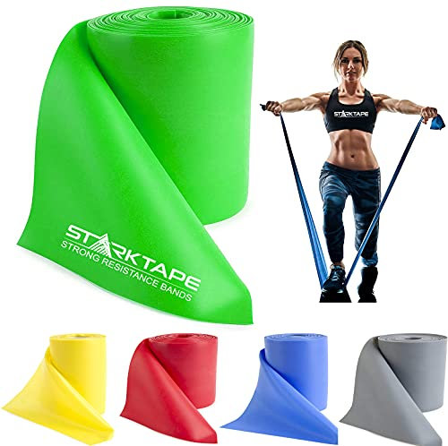 Starktape Resistance Bands Widerstandsbänder Latexfrei – Fitnessbänder für Home-Training, Physiotherapie, Pilates, Krafttraining und Rehabilitation - 46 Meter Grün