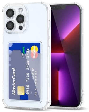 Svanove for iPhone 13 Pro Case Wallet Clear, Card Holder Case with Credit Card Slot, Thin Slim Transparent Silicone Grip Soft Rubber Protective Shockproof Airbag Bumper for Women, Clear