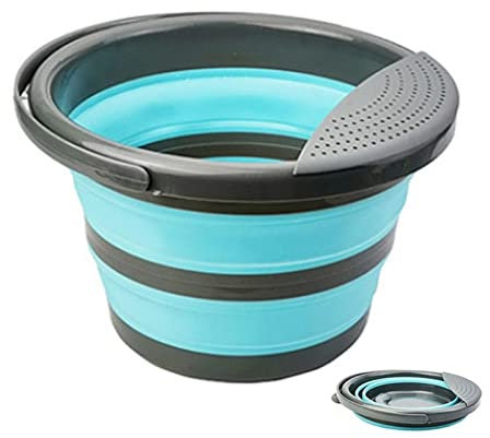 SMBAOFUL Cubo Plegable portátil para fregona: práctico compañero de Viaje para Acampar y Actividades al Aire Libre (10 L, Azul)