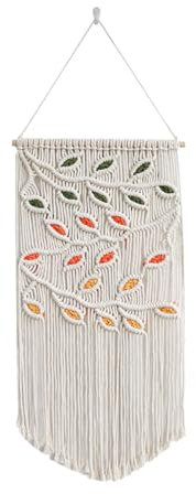 Wondramble Makramee wandbehang,Boho makramee wandteppich,Wohnzimmer,Schlafzimmer,Büro,WandDekoration (Rot)