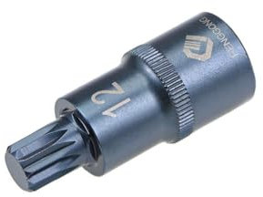 TOP-VIGOR Douille triple cannelée carrée, 1/2 x M12 (12 mm), embouts en acier S2 de qualité supérieure, embout de 5,1 cm de long pour réparation de voitures, camions (pour utilisation manuelle