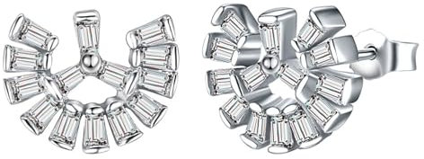 Ohrstecker Silber 925, Ohrstecker Silber Sektor Zirkonia Ohrringe Damen 1.1 x 1 cm
