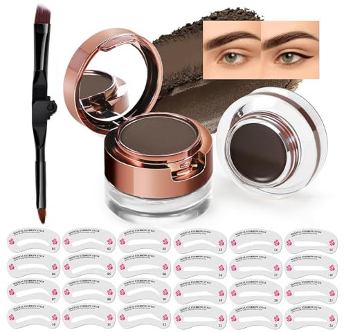Eyeliner-Augenbrauencreme 2 in 1, Augenbrauencreme-Set Augenbrauenpomade Eyeliner-Brauenpuder und Eyeliner-Gel, wasserfest, wischfest und langanhaltend (02 Dunkelbraun)