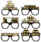 6 Stücke Silvester Deko 2025 Partybrillen,Silvester Brille Happy New Year 2025 Neujahr Deko Glitzern Schwarz Gold Papier Brille Party Foto Requisiten for Kinder Erwachsene Silvester Party Zubehör