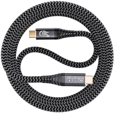 EUDOBEL Cavo USB Type C Video 4K@60Hz,Cavo USB C 3.2 Gen 2×2 20Gbps,Cable USB C Ricarica Rapida 100W Per Thunderbolt 4/3,iPhone15/Plus/Pro/Pro Max,Smartphone,Monitor,MacBook PRO Air,Switch,VR,SSD(4m)