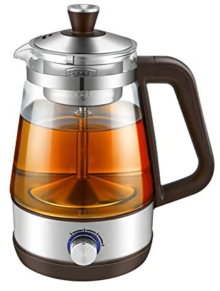 LDDPYMXS Electric Kettle, 1 Litre Glass Tea Kettle with Led Lights, Automatic Brewing Kettle Steamer Tea Maker Cooker Steam Jet Tea Maker, Kettle for Hot Tea