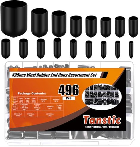 Tanstic Rubber End Caps Screw Thread Protectors Round Tube Bolt Cap for Metal Tubing Rod Bolt (Black)