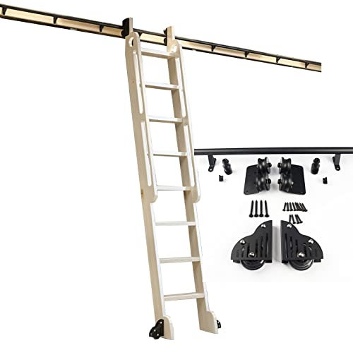 XEXENAMU Sliding Ladder Kit Rolling Library Ladder Rail Track | Rolling Ladders for Bookshelf Warehouse Bar Closet Set Mobile Ladder Hardware Kit Heavy Duty (Without Ladder) (Size : 3.3ft/