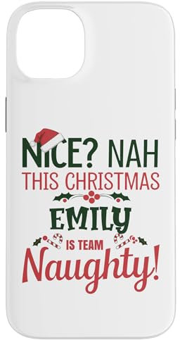 iPhone 14 Plus EMILY Personalized Christmas Naughty Nice EMILY Name Case