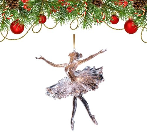 Sparkling Ballerina Ornament Clear Acrylic Ballerina Dance Holiday Hanging Ornament with Ribbon Dancing Ballerinas Decoration for Christmas Tree Unique Gift for Ballet Dance Lovers Gifts for Women