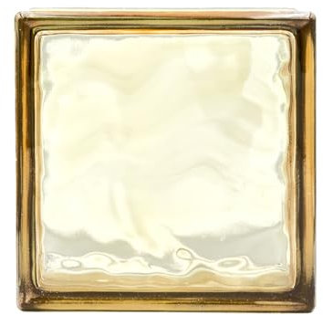 Bloc de verre réfléchissant ondulé couleur or | cm 19 x 19 x 8 | Unité de vente 1 boîte de 6 pièces | Euro/pcs. 5,50