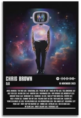 owengo Chris Brown-11.11 Deluxe-Albumposter, 4 Stile, Hit-Musik-Album-Cover, Wandkunst, Leinwanddruck für Wanddeko, 20 x 30 cm, Unframe-style-3