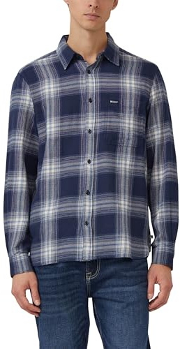 s.Oliver Herren Regular Fit: Kariertes Flanellhemd mit Brusttasche Hemd kariert, Regular Fit
