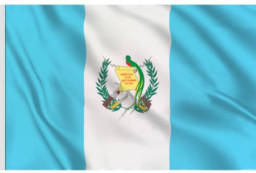 Bandera de Guatemala, Bandera 90cm x 150cm, Bandera Grande con Trabilla para Mástil y Cordones para Sujetar, Bandera Ligera, Bandera para Deportes, Fútbol, Edificios, (Guatemala 1ud)