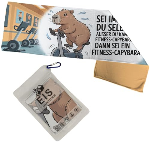 speecheese Sei EIN Fitness-Capybara Eishandtuch mit lustigem Spruch in verschiedenen Größen