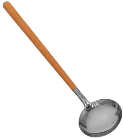 CHICAMPERA Stainless Steel Soup Ladle Long Wood Handle, 304 Stainless Steel Japanese Water Ladle and Sauce Spoon for Home Kitchen and Restaurant Serving Soups and Sauces