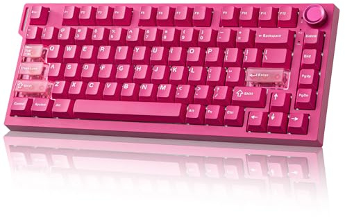 YUNZII RT75 Pro HE Clavier Gaming sans Fil Dual 8K Rapid Trigger (Rose) | Switch à Effet Hall, Filaire/2.4G, Bluetooth, 75% Compact avec Molette, RGB, 8000mAh, TGL/SOCD/DKS/MT, pour Win/Mac