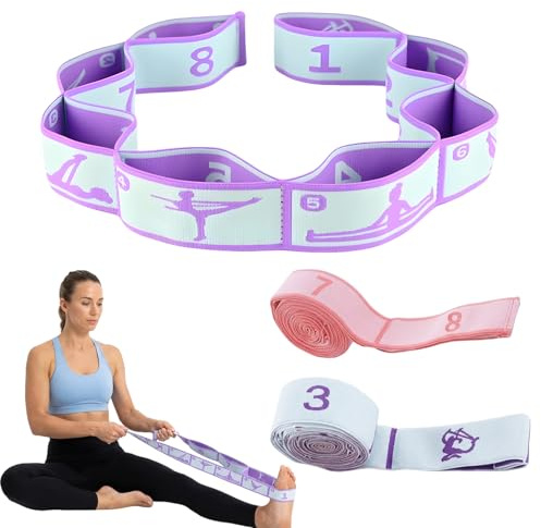 3 Stück Yoga Stretching Strap, Yoga Stretch Gurt mit 8 Schleifen, Fitnessbander, Resistance BandsStretching Band, für Fitness & Dehnbungen, Pilates, Tanz, Gymnastik, Effektives Dehnung