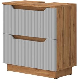Vicco Waschbeckenunterschrank Lotta, Grau, 59.8 x 62.5 cm | mit 2 Schubladen, zur Montage unter handelsüblichen Waschbecken geeignet