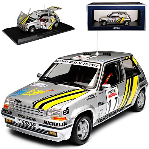 Norev Renautl R5 Supercinq GT Turbo Silber Rally Tour de Corse Ragnotti 3 Türer 2. Generation 1984-1996 1/18 Modell Auto